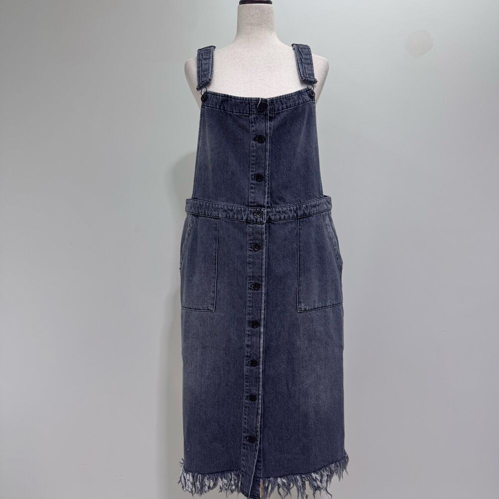 NWT Marina Rinaldi Cotton Denim Overalls Dress US 12 Skater Casual Preppy Luxury